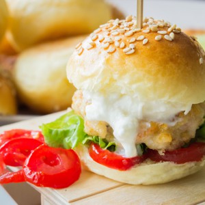 Shrimp and burrata mini burger