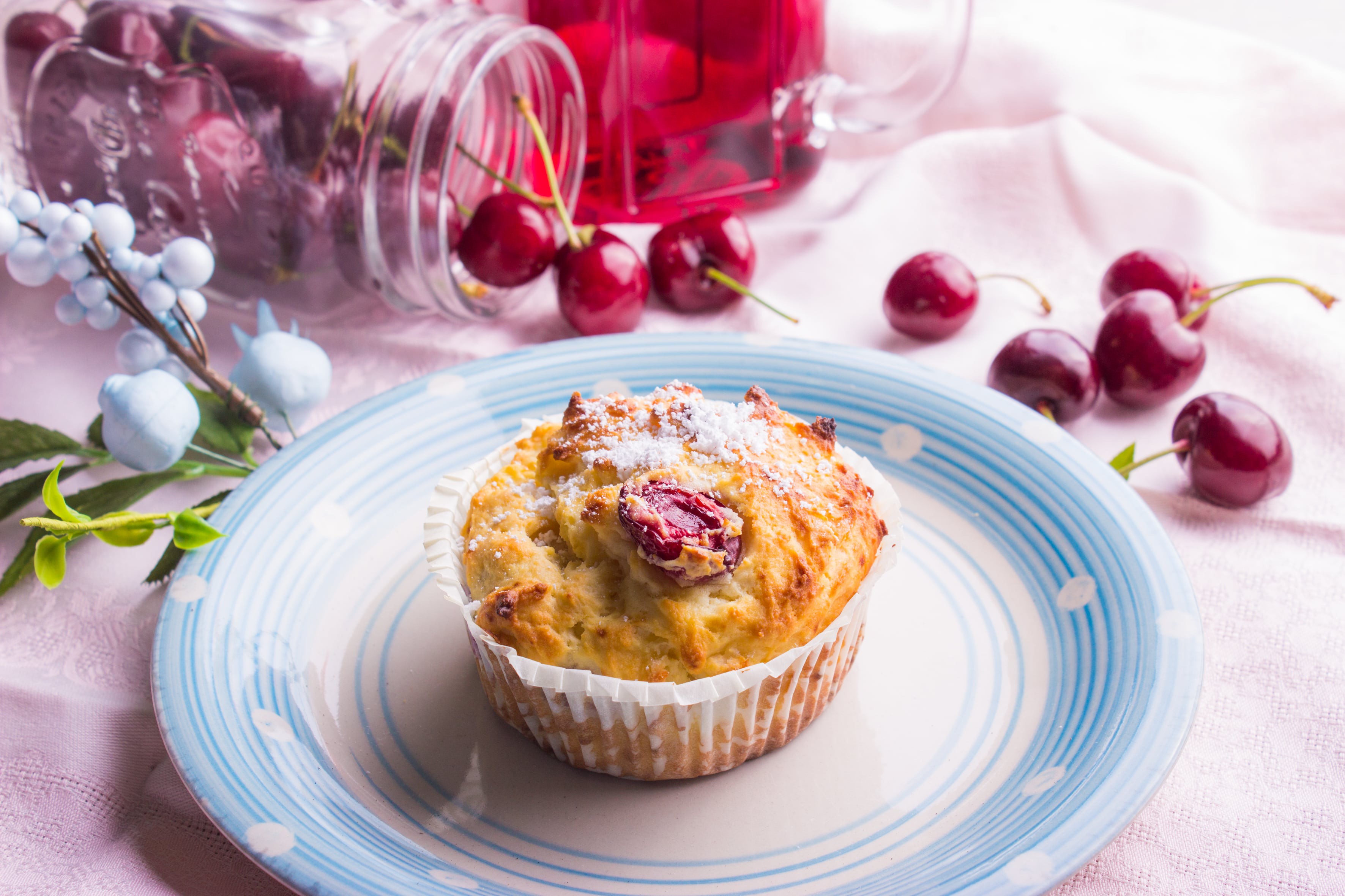 Ricotta and cherry muffins