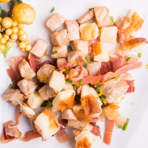 Beef stew with grilled scamorza and speck
