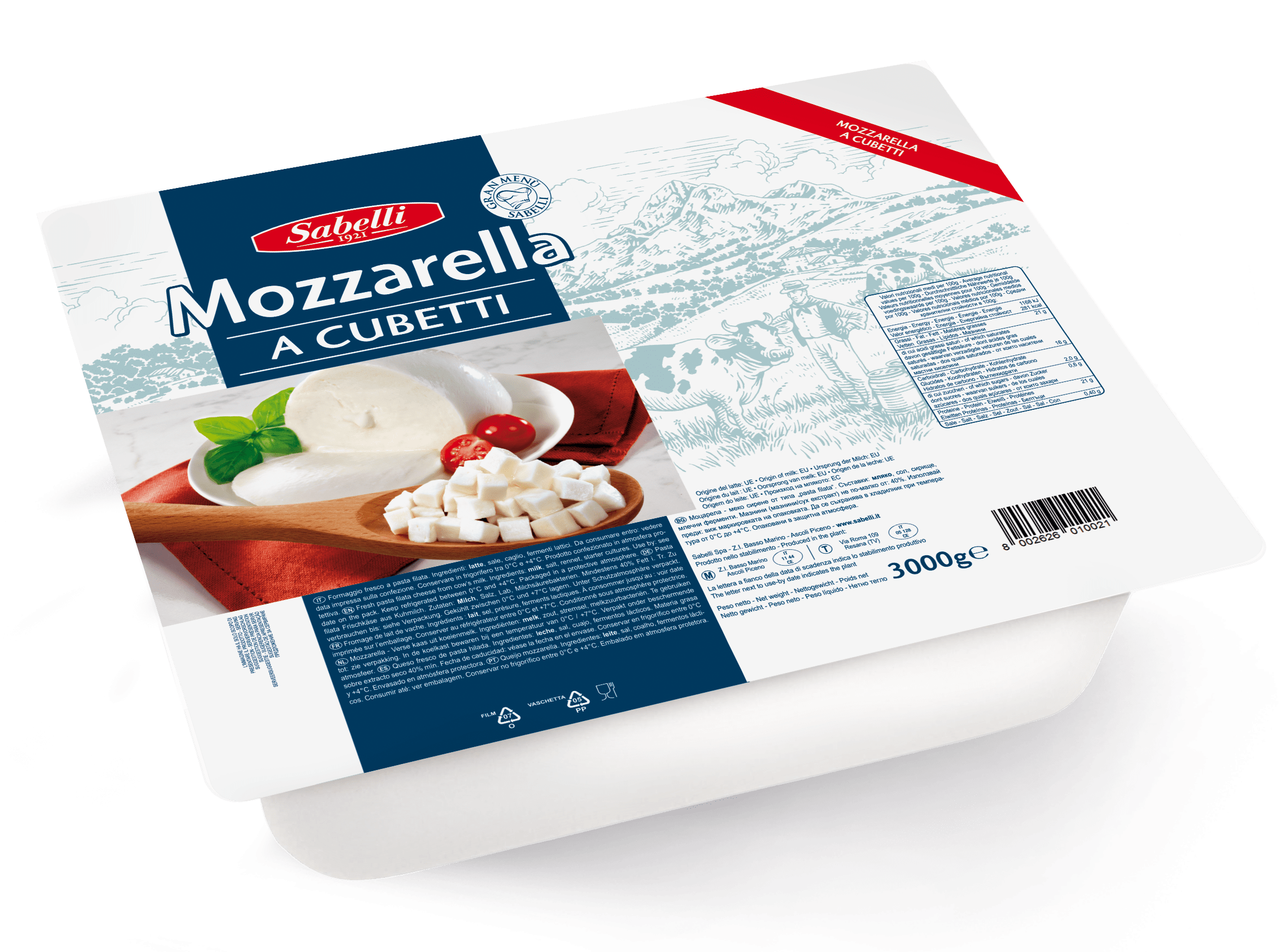 Mozzarella a Cubetti